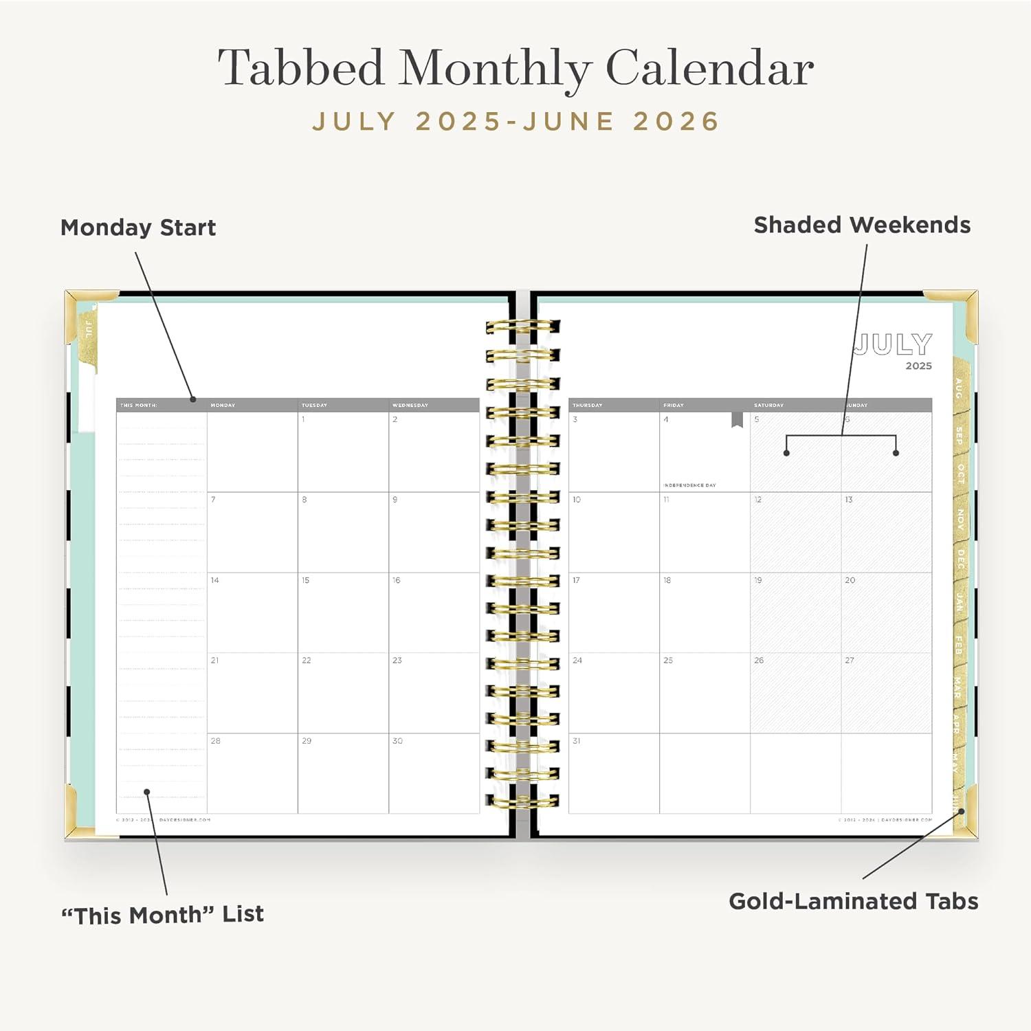 image:imageDay Designer 20262027 Mini Daily Academic Year Planner 6 x 8125 Black StripeBlack Stripe 20252026