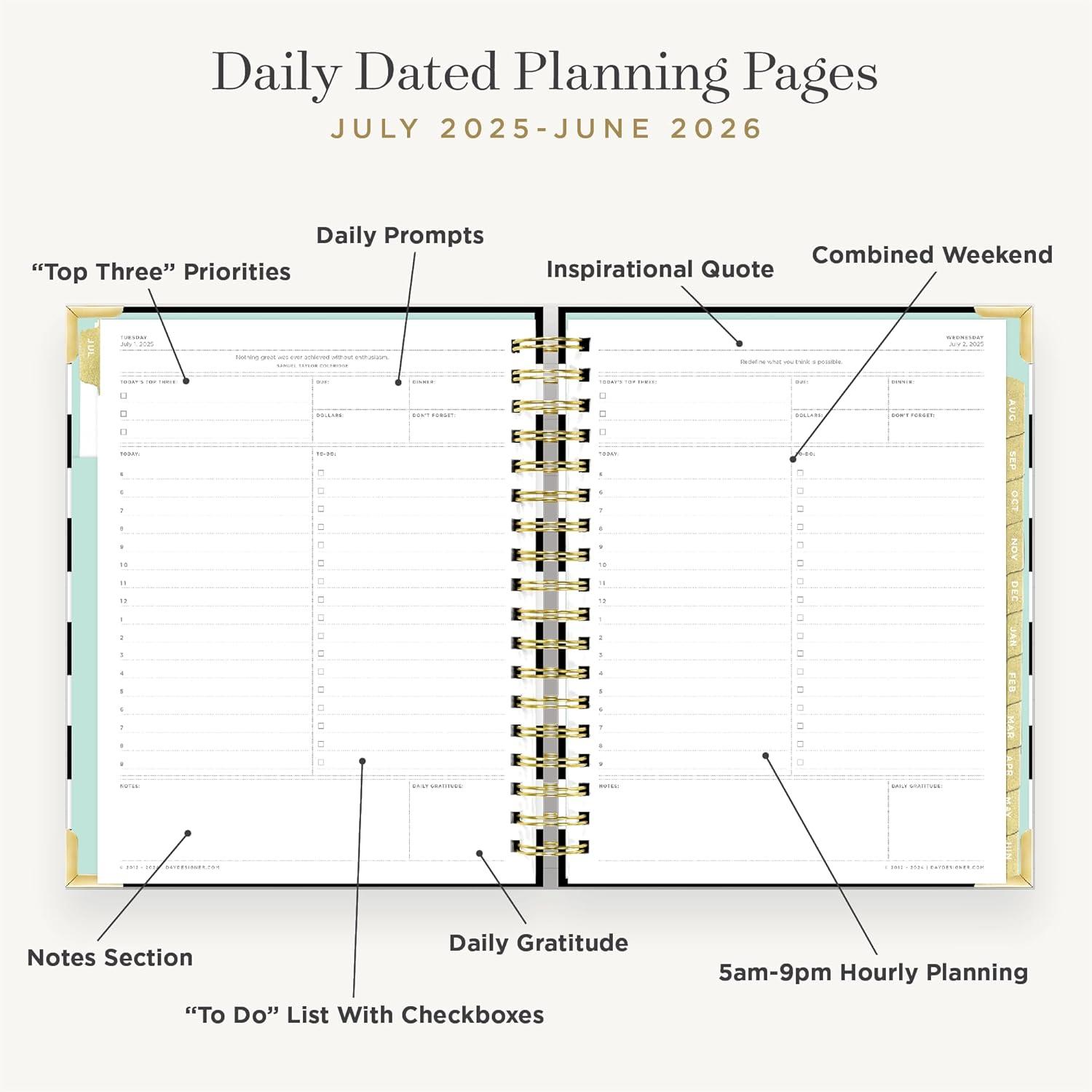 image:imageDay Designer 20262027 Mini Daily Academic Year Planner 6 x 8125 Black StripeBlack Stripe 20252026