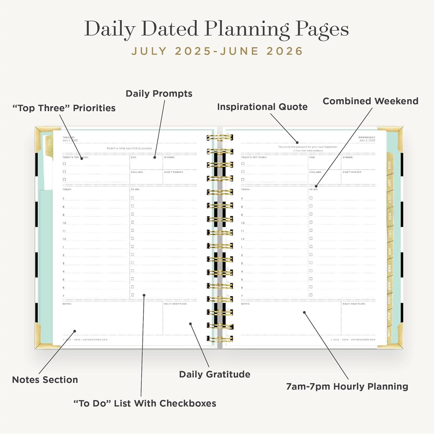 image:imageDay Designer 20262027 Mini Daily Academic Year Planner 6 x 8125 Black StripeBlack Stripe 20252026