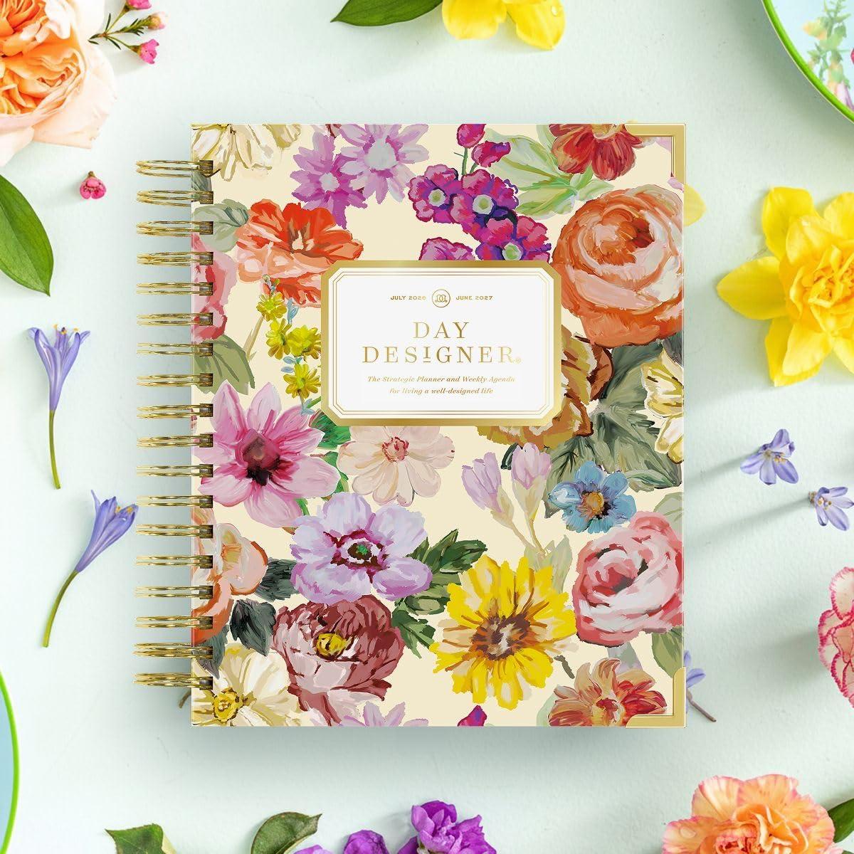 image:imageDay Designer 20262027 Weekly Academic Year Planner Calendar July 2026 June 2027 74 x 95 Glossy Laminated Cover Wirebound Laminated Tabs Storage Pocket Includes Stickers amp SnapIn Ruler Oh So LovelyOh So Lovely 20262027