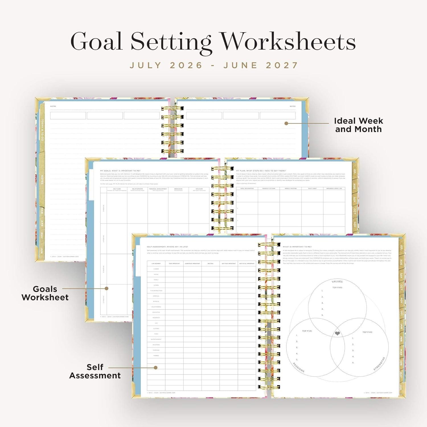 image:imageDay Designer 20262027 Weekly Academic Year Planner Calendar July 2026 June 2027 74 x 95 Glossy Laminated Cover Wirebound Laminated Tabs Storage Pocket Includes Stickers amp SnapIn Ruler Oh So LovelyOh So Lovely 20262027