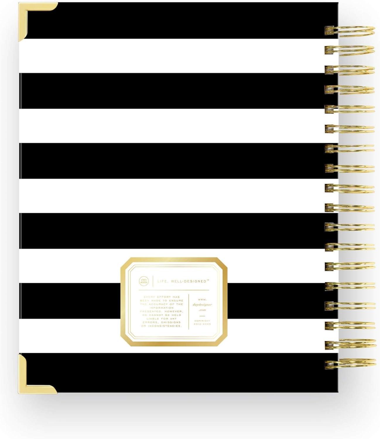 image:imageDay Designer 20262027 Weekly Academic Year Planner Calendar July 2026 June 2027 74 x 95 Glossy Laminated Cover Wirebound Laminated Tabs Storage Pocket Includes Stickers amp SnapIn Ruler Black StripeBlack Stripe 202627