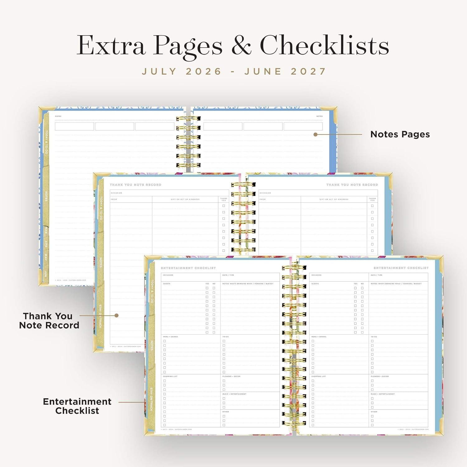 image:imageDay Designer 20262027 Weekly Academic Year Planner Calendar July 2026 June 2027 74 x 95 Glossy Laminated Cover Wirebound Laminated Tabs Storage Pocket Includes Stickers amp SnapIn Ruler Oh So LovelyOh So Lovely 20262027