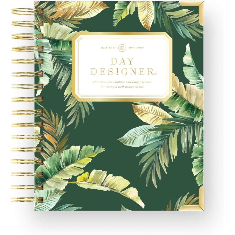 image:imageDay Designer 20262027 Daily Academic Year Planner Calendar July 2026 June 2027 74 x 95 Glossy Laminated Cover Wirebound Laminated Tabs Storage Pocket Includes Stickers amp SnapIn Ruler St BartsSt Barts 202627