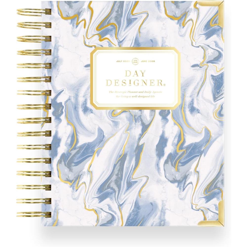 image:imageDay Designer 20262027 Daily Academic Year Planner Calendar July 2026 June 2027 74 x 95 Glossy Laminated Cover Wirebound Laminated Tabs Storage Pocket Includes Stickers amp SnapIn Ruler AzureAzure 20252026