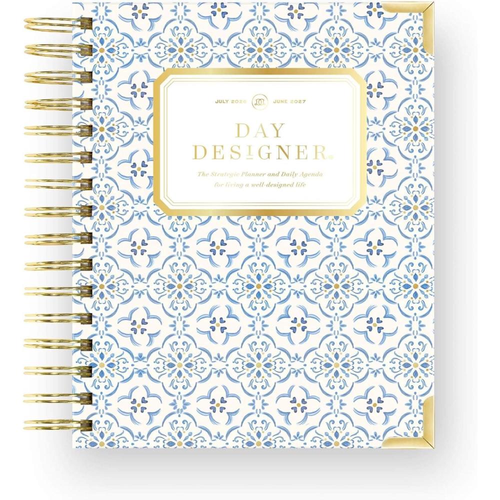 image:imageDay Designer 20262027 Daily Academic Year Planner Calendar July 2026 June 2027 74 x 95 Glossy Laminated Cover Wirebound Laminated Tabs Storage Pocket Includes Stickers amp SnapIn Ruler Casa BellaCasa Bella 202627