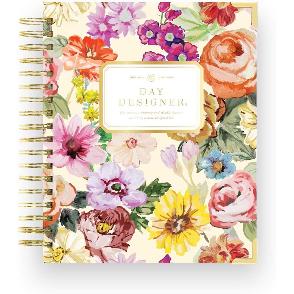 image:imageDay Designer 20262027 Weekly Academic Year Planner Calendar July 2026 June 2027 74 x 95 Glossy Laminated Cover Wirebound Laminated Tabs Storage Pocket Includes Stickers amp SnapIn Ruler Oh So LovelyOh So Lovely 20262027