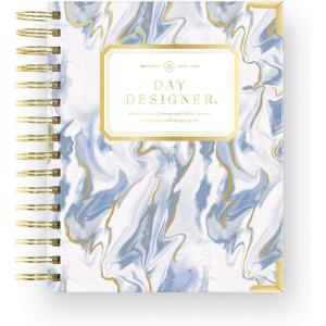 image:imageDay Designer 20262027 Daily Academic Year Planner Calendar July 2026  June 2027 74 x 95 Glossy Laminated Cover Wirebound Laminated Tabs Storage Pocket Includes Stickers amp SnapIn Ruler AzureAzure  202627