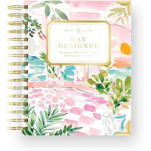 image:imageDay Designer 20262027 Daily Academic Year Planner Calendar July 2026  June 2027 74 x 95 Glossy Laminated Cover Wirebound Laminated Tabs Storage Pocket Includes Stickers amp SnapIn Ruler CapriCapri  202627